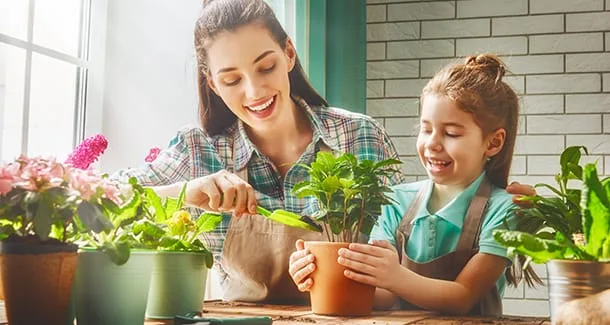 Curare le piante con i bambini